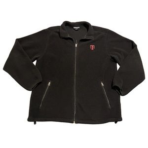 Lands End Women's  Full Zip Black Fleece Jacket With Aggie Logo Size Large